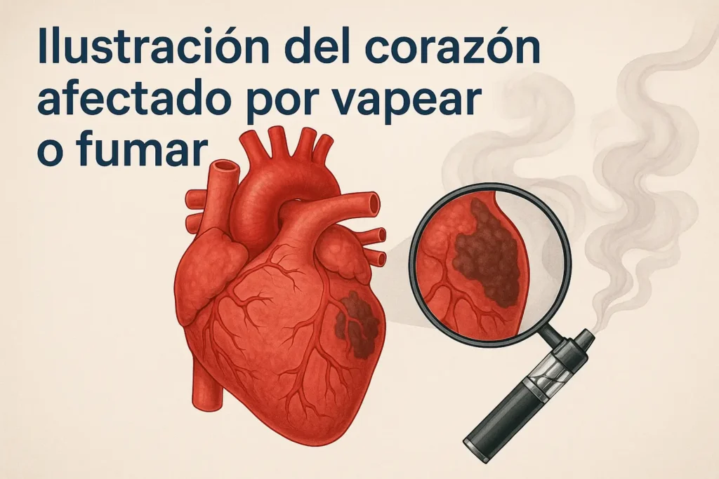 Ilustración del corazón afectado por vapear o fumar- clinica de insuficiencia cardiaca